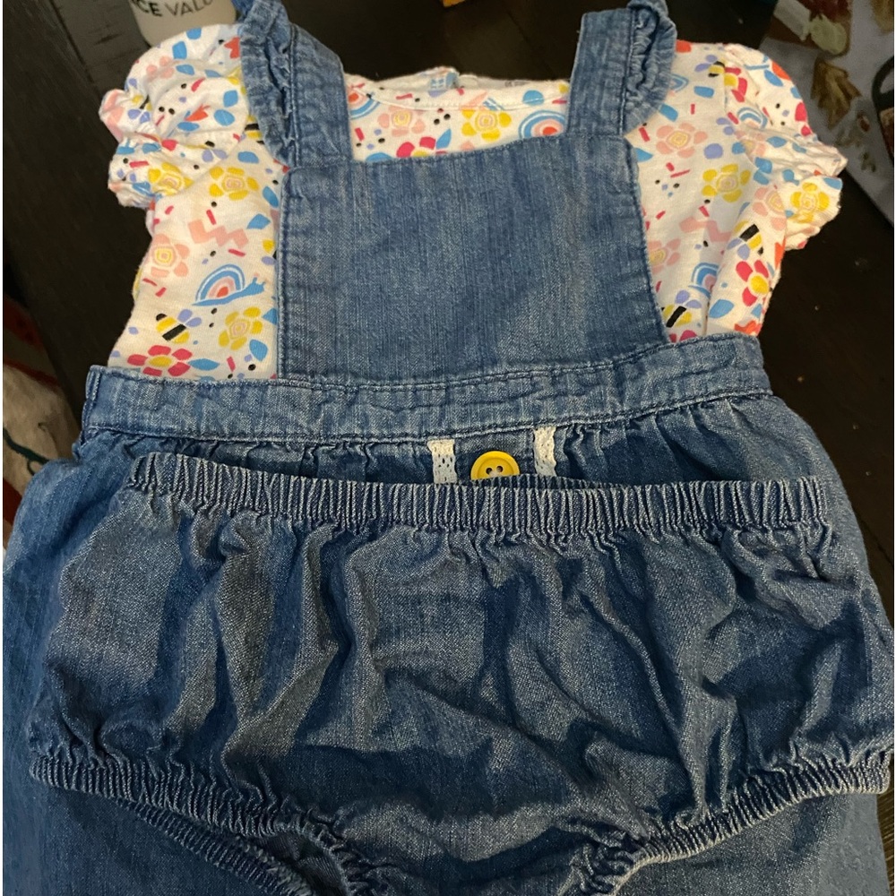 Wonder Nation Infant Girls Denim Dress with Shirt and Bloomers, size 6-9 months.